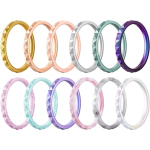 image:imageEgnaro Silicone Wedding bands women Stackable Silicone Ring styleSETB7Gold Peach Pink Rose Gold Silver Metallic Green Galaxy Pink Sparkle Green Transparent Glitter Metallic Starry Purple Pink Camo Marble Metallic Pearl White