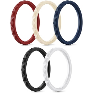 image:imageEgnaro Silicone Wedding bands women Stackable Silicone Ring styleSETB8Crimson Nude Dark Blue White Black