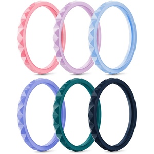 image:imageEgnaro Silicone Wedding bands women Stackable Silicone Ring styleSETB9Peach Pink Lilac Purple Sky Blue Light Purpleblue Emerald Green Indigo Blue