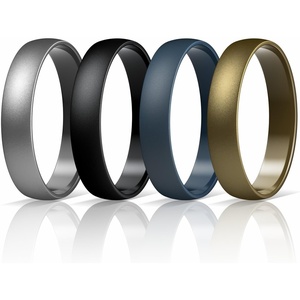 image:imageEgnaro Unisex Silicone Wedding Ring for Men amp Women 45mm Wide 165mm ThickDTwilight Blue  Black  Metal Black Gray  Bronze