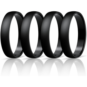 image:imageEgnaro Unisex Silicone Wedding Ring for Men amp Women 45mm Wide 165mm ThickIBlack  Black  Black  Black