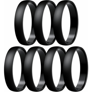 image:imageEgnaro Unisex Silicone Wedding Ring for Men amp Women 45mm Wide 165mm ThickLAll Black
