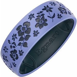 image:imageEgnaro Womens TwoTone Silicone Wedding Ring with a Floral Engraved DesignSETC3 Apple Blossoms  Light Purple Blue  Dark Blue