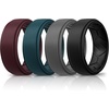 image:imageEgnaro Mens Breathable Silicone Rings 4 Airflow Channels rubber wedding band  SweatFree Comfort  Multipack 147 for Gym amp OutdoorSETIBurgundy Deep Blue Black Gray Black