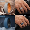 image:imageEgnaro Mens Silicone Ring 75mm Wide Beveled Flexible Rubber Wedding BandSETA3White GrayOrange  Twilight BlueBlack  Olive GreenBlack  BlackLight Gray