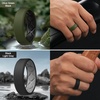 image:imageEgnaro Mens Silicone Ring 75mm Wide Beveled Flexible Rubber Wedding BandSETA3White GrayOrange  Twilight BlueBlack  Olive GreenBlack  BlackLight Gray