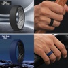 image:imageEgnaro Mens Silicone Ring 75mm Wide Beveled Flexible Rubber Wedding BandSETB6BlackLight Gray  Dark BlueBlack  MaroonBlack  Light GrayBlack