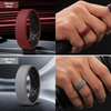 image:imageEgnaro Mens Silicone Ring 75mm Wide Beveled Flexible Rubber Wedding BandSETB6BlackLight Gray  Dark BlueBlack  MaroonBlack  Light GrayBlack