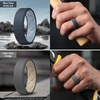 image:imageEgnaro Mens Silicone Ring 75mm Wide Beveled Flexible Rubber Wedding BandSETR3Dark BrownLight Gray  Dark GrayGreige  Blue GrayArctic Ice  Ink GreenBlack
