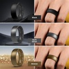 image:imageEgnaro Mens Silicone Rings 8mm Wide Flexible Rubber Wedding Band for HimSETA2Dark Silver  Black Gray  Black  Olive Green  Midnight Blue  Dark Brown  Bronze