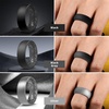 image:imageEgnaro Mens Silicone Rings 8mm Wide Flexible Rubber Wedding Band for HimSETA7Black  Pine Green  Sea Blue  Chestnut Red  Black Gray  Dark Gray  Silver