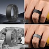 image:imageEgnaro Mens Silicone Rings 8mm Wide Flexible Rubber Wedding Band for HimSETC5Black  Black Gray  Light Gray  Silver