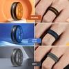 image:imageEgnaro Mens Silicone Rings 8mm Wide Two Tone Rubber Wedding Band for HimA1Silver  Black  Dark Blue  BlackOrange  BlackLight Blue  BlackGray