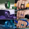 image:imageEgnaro Mens Silicone Rings 8mm Wide Two Tone Rubber Wedding Band for HimA4BlackMaroon  Metallic Purple  Metallic Royal Blue  BlackEmerald Green  Metallic Steel  Black