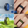 image:imageEgnaro Mens Silicone Rings 8mm Wide Two Tone Rubber Wedding Band for HimA5Black  Gray  BlackLight Blue  BlackYellow Green