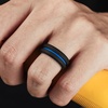 image:imageEgnaro Mens Silicone Rings 8mm Wide Two Tone Rubber Wedding Band for HimA6BlackLight Blue