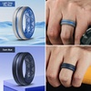 image:imageEgnaro Mens Silicone Rings 8mm Wide Two Tone Rubber Wedding Band for HimB1Light GraySky Blue  Dark Blue  Dark Gray  BlackLight Gray