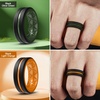 image:imageEgnaro Mens Silicone Rings 8mm Wide Two Tone Rubber Wedding Band for HimB2BlackOrange  Dark Gray  Dark Blue  BlackOlive Green