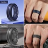 image:imageEgnaro Mens Silicone Rings 8mm Wide Two Tone Rubber Wedding Band for HimB2BlackOrange  Dark Gray  Dark Blue  BlackOlive Green