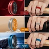 image:imageEgnaro Mens Silicone Rings 8mm Wide Two Tone Rubber Wedding Band for HimB4RedBlack  Light GrayVivid Orange  Elegant BlueBlack  Blue Gray  Black Gray  Black