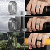 image:imageEgnaro Mens Silicone Rings 8mm Wide Two Tone Rubber Wedding Band for HimB5BlackDark Blue  Black Gray CamoBlack  BlackOlive Green  Silver  Metallic Steel  Black