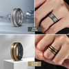 image:imageEgnaro Mens Silicone Rings 8mm Wide Two Tone Rubber Wedding Band for HimB6Black  Dark Silver  Black Gray  CopperBlack