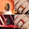 image:imageEgnaro Mens Silicone Rings 8mm Wide Two Tone Rubber Wedding Band for HimR2Silver  Black Gray Camo  RedBlack  OrangeBlack