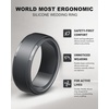 image:imageEgnaro Mens Silicone Rings Classic Black Step Edge Rubber band 10mm WideSETA5Silver Dark Silver Black Gray Black