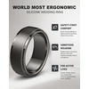 image:imageEgnaro Mens Silicone Rings Classic Black Step Edge Rubber band 10mm WideSETA6Dark Gray Dark Silver Bronze Black