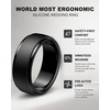 image:imageEgnaro Mens Silicone Rings Classic Black Step Edge Rubber band 10mm WideSETB2Black1