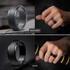 image:imageEgnaro Mens Silicone Rings Classic Black Step Edge Rubber band 10mm WideSETDSilver Black Gray Dark Gray Black