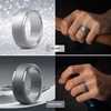image:imageEgnaro Mens Silicone Rings Classic Black Step Edge Rubber band 10mm WideSETDSilver Black Gray Dark Gray Black