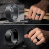 image:imageEgnaro Mens Silicone Rings Classic Black Step Edge Rubber band 10mm WideSETFBlack Gray Maroon Twilight Blue Black