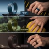 image:imageEgnaro Mens Silicone Rings Classic Black Step Edge Rubber band 10mm WideSETJSilver Black Black Gray Dark Brown Twilight Blue Olive Green Midnight Blue