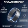 image:imageEgnaro Mens Silicone Rings Classic Black Step Edge Rubber band 10mm WideSETMDark Silver