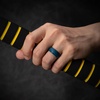 image:imageEgnaro Mens Silicone Rings Classic Black Step Edge Rubber band 10mm WideSETPTwilight Blue