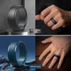 image:imageEgnaro Mens Silicone Rings Classic Black Step Edge Rubber band 10mm WideSETRTwilight Blue Black Metal Black Gray Bronze