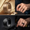 image:imageEgnaro Mens Silicone Rings Classic Black Step Edge Rubber band 10mm WideSETRTwilight Blue Black Metal Black Gray Bronze