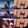 image:imageEgnaro Mens Silicone Rings Inner Arc Ergonomic Breathable DesignSETA1Silver Ink Green Twilight Blue Black Maroon Black Purple Black