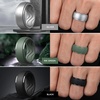 image:imageEgnaro Mens Silicone Rings Inner Arc Ergonomic Breathable DesignSETA1Silver Ink Green Twilight Blue Black Maroon Black Purple Black