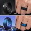 image:imageEgnaro Mens Silicone Rings Inner Arc Ergonomic Breathable DesignSETB2Black Iridescent Blue  Black Purple Dark Silver