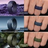 image:imageEgnaro Mens Silicone Rings Inner Arc Ergonomic Breathable DesignSETB7Silver White Black Dark Silver Twilight Blue Black Purple Dark Foliage Green