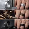 image:imageEgnaro Mens Silicone Rings Inner Arc Ergonomic Breathable DesignSETESilver Black Gray Black Dark Brown Twilight Blue Olive Green Midnight Blue