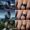 image:imageEgnaro Mens Silicone Rings Inner Arc Ergonomic Breathable DesignSETESilver Black Gray Black Dark Brown Twilight Blue Olive Green Midnight Blue