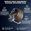 image:imageEgnaro Mens Silicone Rings Inner Arc Ergonomic Breathable DesignSETESilver Black Gray Black Dark Brown Twilight Blue Olive Green Midnight Blue