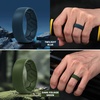 image:imageEgnaro Mens Silicone Rings Patterned SGrooves Rubber BandsSETA3Twilight Blue Dark Foliage Green Black Gray Black