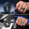 image:imageEgnaro Mens Silicone Rings Patterned SGrooves Rubber BandsSETB2Dark Silver Tan Greyish Brown Blue Gray