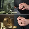image:imageEgnaro Mens Silicone Rings Patterned SGrooves Rubber BandsSETB4Black Dark Silver Black Gray Camo Olive Green Bronze