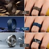 image:imageEgnaro Mens Silicone Wedding Rings 10mm Wide 25mm Thick Rubber Band PackSETABlack Black Gray Black camo Dark silver Bronze Dark Brown Midnight Blue