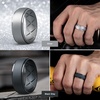 image:imageEgnaro Mens Silicone Wedding Rings 10mm Wide 25mm Thick Rubber Band PackSETF2Silver  Black Gray  Pine Green  Black Purple  Coffee Brown  Dark silver  Black